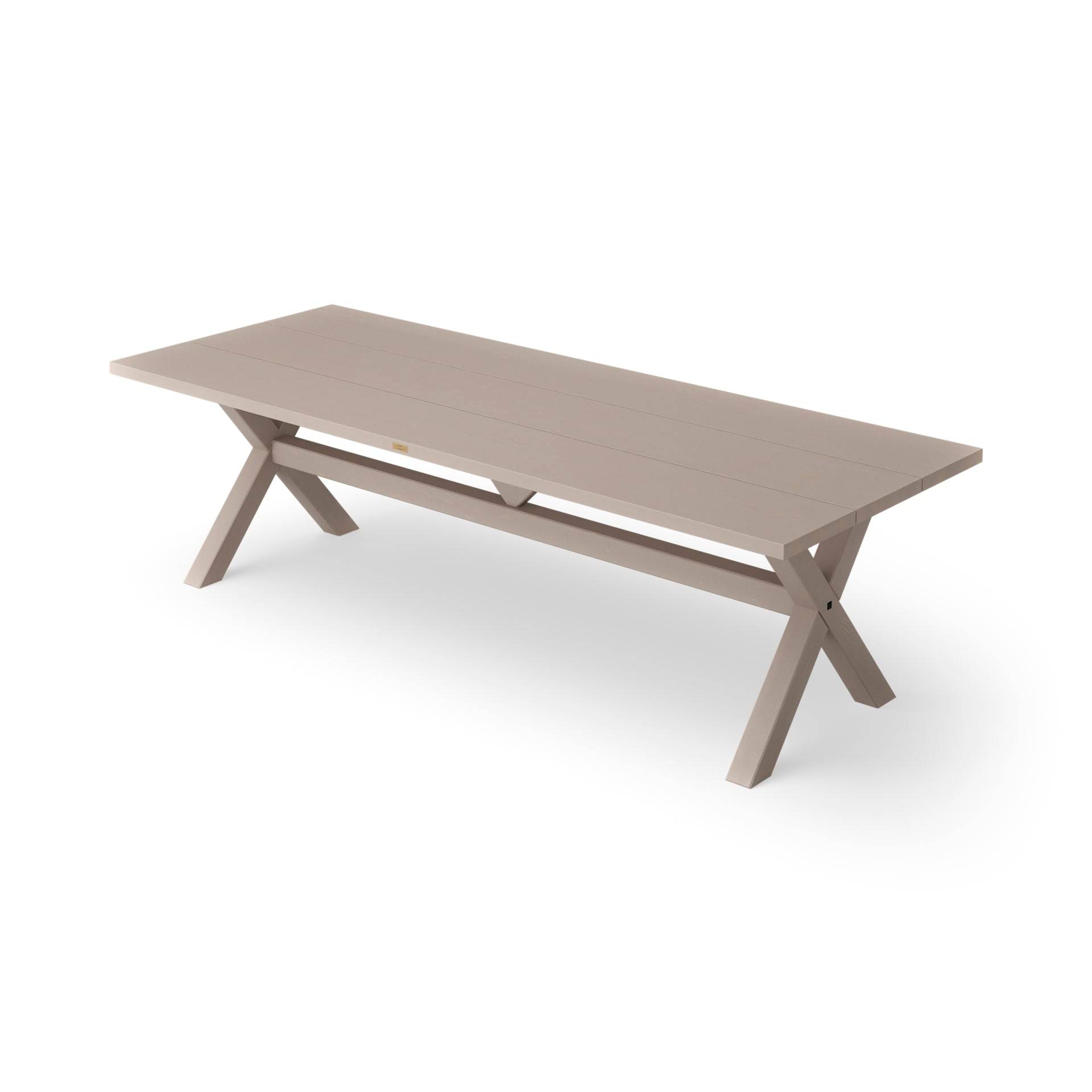 Rektangulärt matbord, delad skiva | kryssunderrede | 130-400 cm
